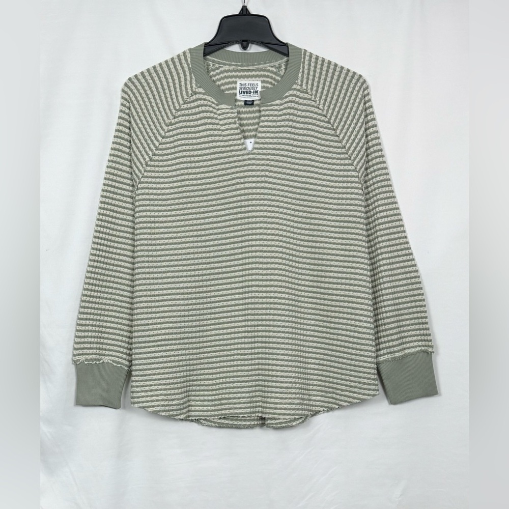 American Eagle Women’s Big Hug Notch Neck Waffle Sweatshirt Olive Size S